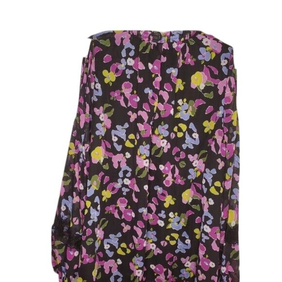 Lane Bryant Colorful Floral Mock Neck Cold Shoulder Lace Blouse Plus Size 20 NWT - Picture 2 of 8